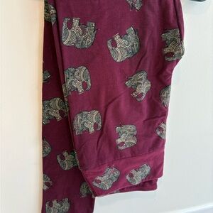LuLaRoe Maroon Elephant Pattern Leggings